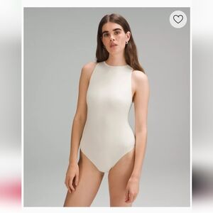 NWT Lululemon Wundermost Ultra-Soft Nulu High-Neck Sleeveless Bodysuit BONE